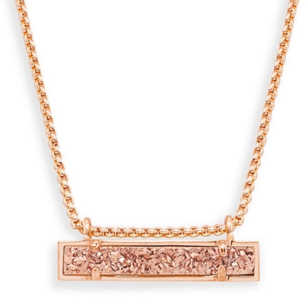 Kendra Scott Rose Gold/Sand Drusy Leanor Bar Necklace